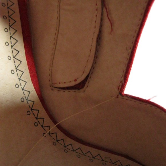 Olsenboye Bright Red Bow Suede Like High Heels - Picture 6 of 9